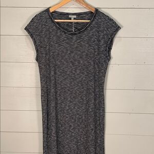 Talbots Black and White Striped Women tee shirt dress casual athletic large